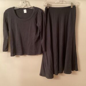 PERUVIAN CONNECTION SIZE SMALL SLATE GREY PIMA COTTON JULEP SWING SKIRT SET